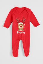 Personalised Christmas Reindeer Babygrow by Dollymix
