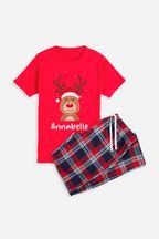 Personalised Christmas Reindeer Girls Pyjamas by Dollymix