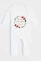 Personalised Christmas Wreath Babygrow by Dollymix