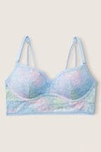 Victoria's Secret PINK Arctic Ice Blur Blue Lace Wired Push Up Bralette