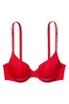 Victoria's Secret Lipstick Red Smooth Logo Strap Lightly Lined T-Shirt Bra