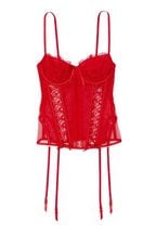 Victoria's Secret Lipstick Red Lace Lightly Lined Corset Bra Top