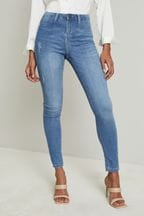 Lipsy Blue Mid Rise Faux Pocket Olivia Skinny Jeans