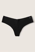 Victoria's Secret PINK Pure Black Thong Smooth No Show Knickers