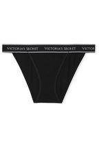 Victoria's Secret Black Stretch Cotton Logo Thong Knickers