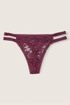Victoria's Secret PINK Rich Maroon Red Strappy Lace Thong Knickers