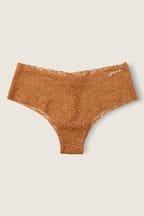 Victoria's Secret PINK Warm Brown No Show Lace Cheeky Knickers