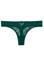 Victoria's Secret Deepest Green Logo Mesh Thong Knickers