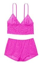 Victoria's Secret Pink Berry Lacie Cropped Cami Boyshort Set