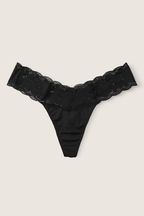 Victoria's Secret PINK Black Thong Lace Trim Knickers