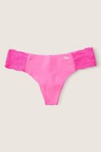 Victoria's Secret PINK Radiant Rose Pink Thong Lace Detail No Show Knickers