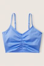 Victoria's Secret PINK Cornflower Blue Ruched Lightly Lined Low Impact Sports Bra