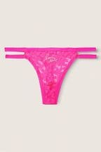 Victoria's Secret PINK Atomic Pink With Graphic Pink Lace Thong Knickers