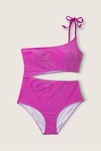 Victoria's Secret PINK Dahlia Magenta Pink Shimmer One Shoulder OnePiece Swimsuit