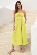 Lipsy Halter Cut Out Ruched Maxi Dress
