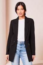 Lipsy Black crepe Relaxed Longline Tailored Blazer
