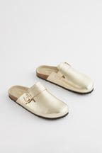 Gold Forever Comfort® Leather Footbed Clogs