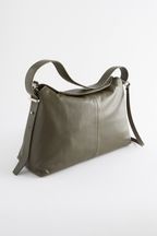 Khaki Green Leather Fold Flap Bag