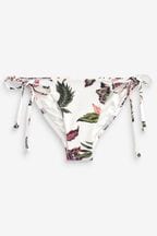 Cream/Pink Floral Tie Side Bikini Bottoms