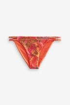 Pink/Orange Paisley Reversible High Shine Tanga Bikini Bottom
