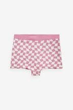 Pink/White Contrast Checkerboard Swim Shorts