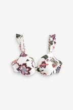 Cream/Pink Floral Frill Shaping Padded Wired Bikini Top