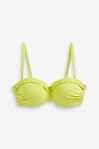 Lime Green Plait Shaping Padded Wired Bandeau Bikini Top