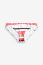White/Pink Stripe High Leg Bikini Bottoms