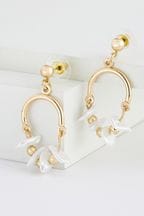 Gold Tone Shell Hoops Earrings