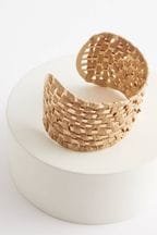 Natural Raffia Weave Cuff Bracelet