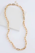 Gold Tone Long Chain Link Necklace