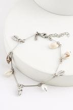 Silver Tone Shell Drop Anklet