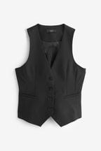 Black Tailored Stretch Waistcoat