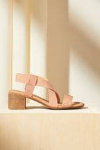 Friends Like These Pink Comfort Elastic Strap Low Block Heel Sandal