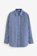 Cobalt Blue Stripe Oversized Cotton Shirt