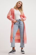 Simply Be Pink Space Dye Maxi Cardigan
