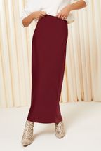 Friends Like These Berry Red Satin Bias Cut Maxi Skirt