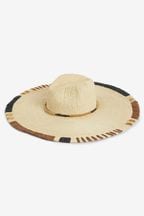 Natural With Gold Sparkle Super Wide Brim Panama Hat