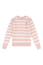 U.S. Polo Bolongaro Assn. Womens Pink Thin Stripe Cable Knit Jumper