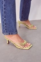 Lime Green Signature Leather Toe Post Mule Heels