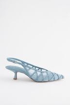 Blue Forever Comfort® Mesh Panel Point Toe Slingback Heels