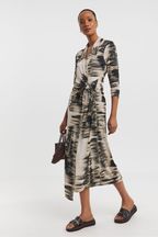 JD Williams Natural Blurred Strpe Wrap Shirt Dress