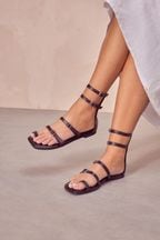 Black Forever Comfort® Strappy Ankle Sandals