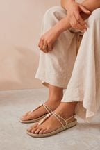 Neutral Forever Comfort® Beaded Toe Post Sandals