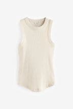 Oatmeal Ribbed Racer Tank Vest Sleeveless Top