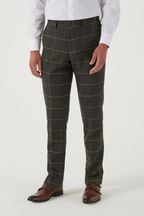 Skopes Warriner Olive Green Check Tailored Fit Suit Trousers