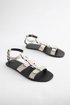 Bone Leather Ring Detail Sandals
