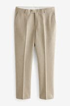 Neutral Slim Fit Waffle Texture Suit Trousers