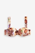 Brown Aztec Shaping Padded Wired Bandeau Bikini Top