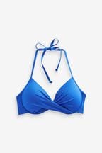Cobalt Blue Padded Wired Plunge Bikini Top